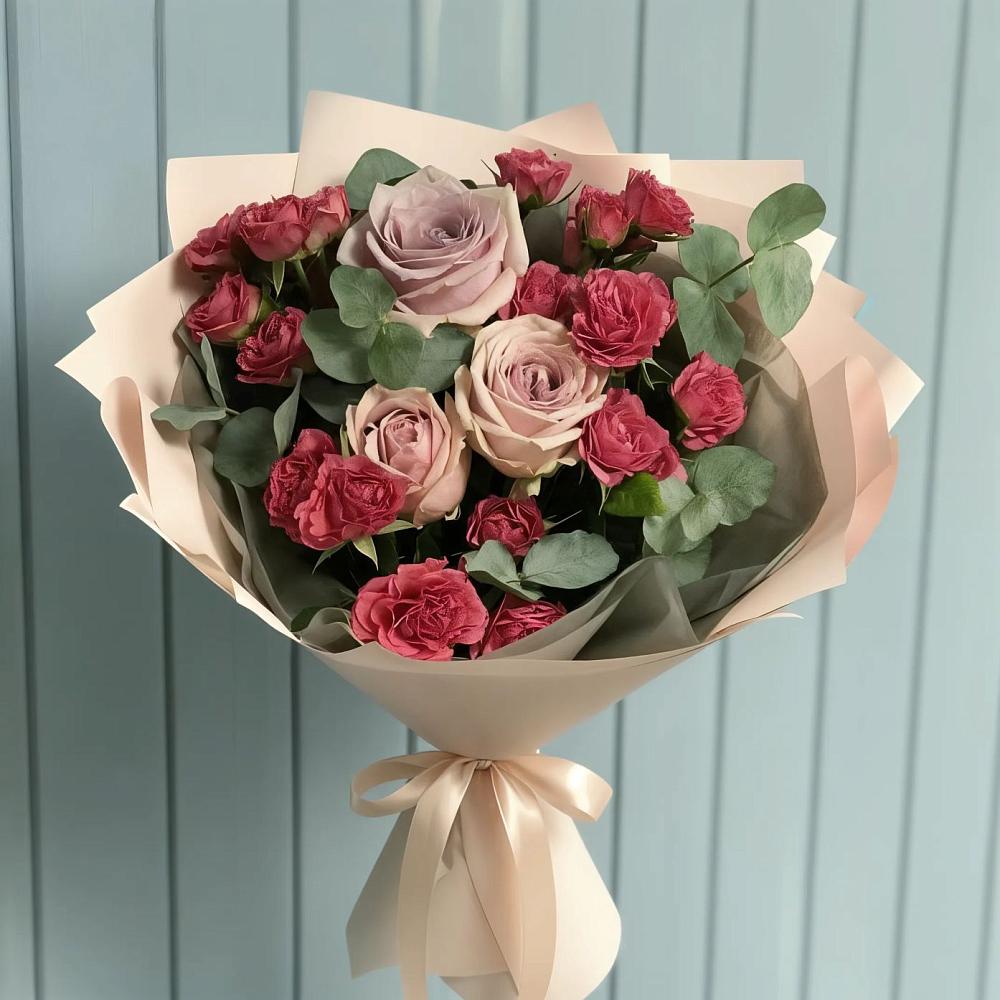 Букет цветов из: Гвоздики и Розы в Октябрьской