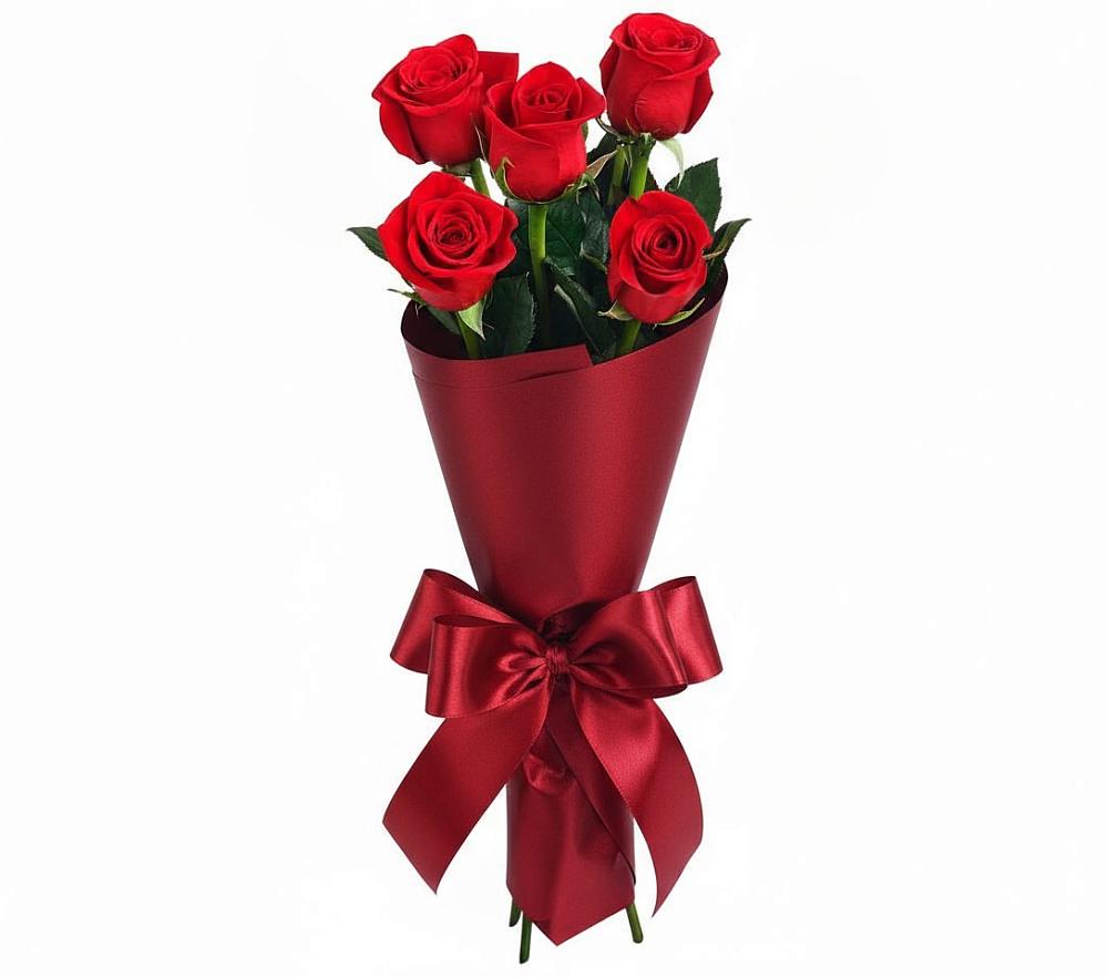 Букет 5 Красных роз Эдлесс Лав в Октябрьской