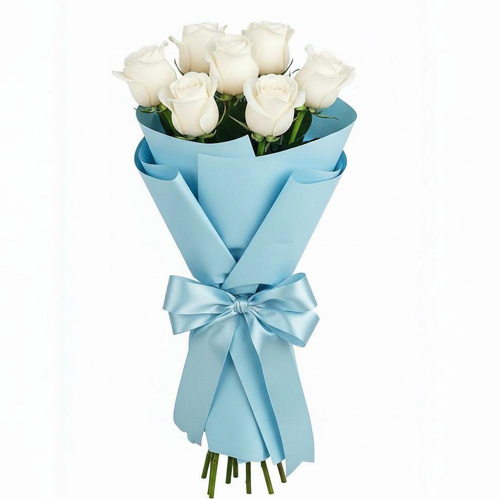 Букет 7 белых роз Проуд в Октябрьской