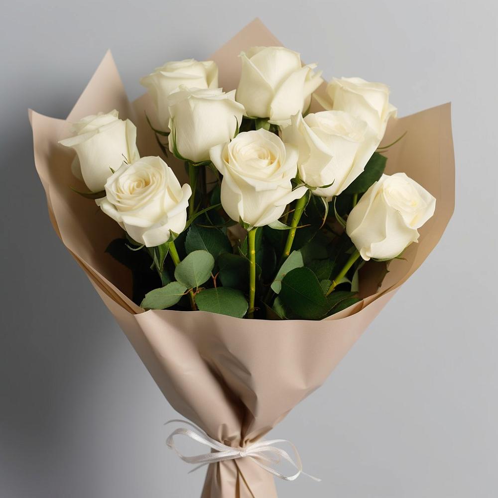 Букет 9 Белых роз Эдлесс Лав в Октябрьской