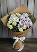 Букет цветов из:  Хризантемы и Розы в Октябрьской