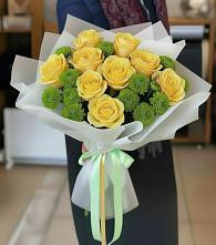 Букет цветов из:  Хризантемы и Розы в Октябрьской
