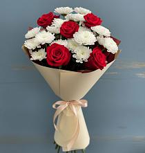 Букет цветов из:  Розы и Хризантемы в Октябрьской