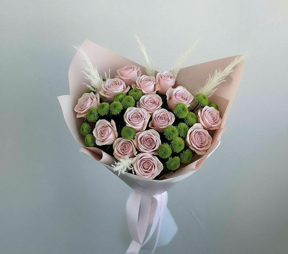 Букет цветов из: Розы и Хризантемы в Октябрьской