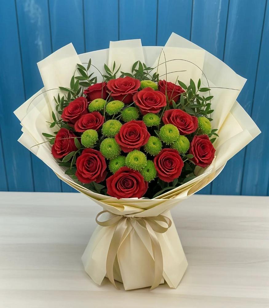 Букет цветов из: Розы и Хризантемы в Октябрьской